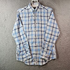 Vineyard Vines Linen Shirt Men Small‎ Murray Shirt Button Long Sleeve Blue Plaid